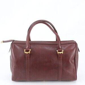 Cartier Must Line Leather Handbag Mini Boston Tote Bag Gold Hardware Women's